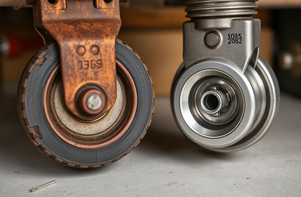 Close-up of garage door roller mechanism during professional replacement