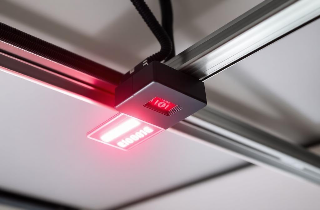 Garage door safety sensor system with infrared beam technology